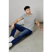 Mens Dark Wash Stretch Tapered Fit Jeans - Dark Blue - 36S