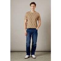 Mens Dark Wash Stretch Straight Fit Jeans - Dark Blue - 34R
