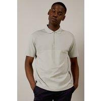 Mens Light Grey Birdseye Yoke Polo Shirt - Xl