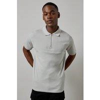 Mens Light Grey Birdseye Yoke Polo Shirt - S
