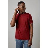 Mens Red Marl Tipped T-Shirt - M