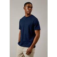 Mens Navy Textured Stripe T-Shirt - S