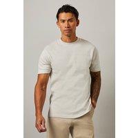 Mens Off White Textured Stripe T-Shirt - S