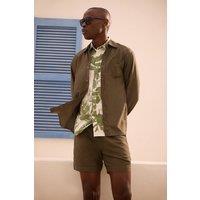 Mens Khaki Linen Blend Long Sleeve Shirt - M