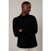 Mens Black Linen Blend Long Sleeve Shirt - Xxl