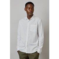 Mens White Linen Blend Long Sleeve Shirt - M