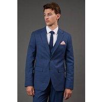 Mens Blue Textured Slim Fit Suit Jacket - 42R