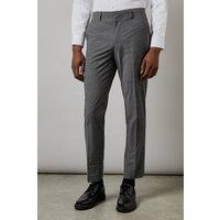 Mens Mid Grey Tonal Check Slim Fit Suit Trousers - 30S