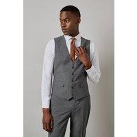 Mens Mid Grey Tonal Check Waistcoat - M