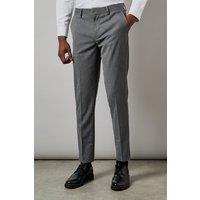 Mens Mid Grey Twill Slim Fit Suit Trousers - 34R
