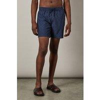 Mens Navy Dash Print Swim Shorts - M