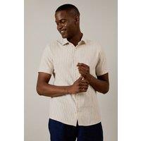 Mens Off White Fine Stripe Short Sleeve Shirt - Xxl