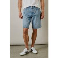 Mens Light Wash Denim Shorts - Light Blue - 36