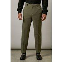 Mens Khaki Textured Slim Fit Suit Trousers - 36R
