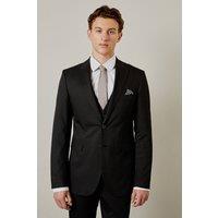 Mens Black Pinstripe Tailored Fit Suit Jacket - 38S