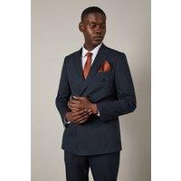 Mens Navy Pinstripe Double Breasted Jacket - 36R