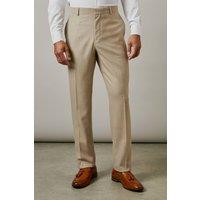Mens Neutral Textured Slim Fit Suit Trousers - 38R