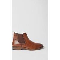 Mens Brown Leather Smart Chelsea Boots - 9
