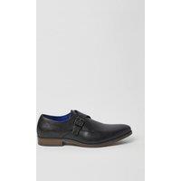 Mens Black Smart Single Strap Monkstrap Shoes - 10
