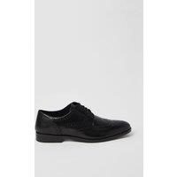 Mens Black Leather Smart Oxford Brogue Shoes - 12