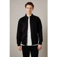 Mens Black Zip Through Jersey Bomber - L