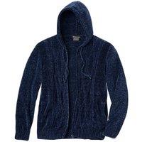 Atlas for Men Men Knitted Chenille Hooded Cardigan in Navy | Size: X-Large