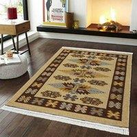 Smart Living Traditional Design Soft Reversible Washable Doshi Rug in Mustard | Size: 160cm x 230cm