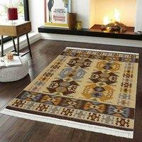 Smart Living Traditional Design Soft Reversible Washable Balkh Rug in Mustard | Size: 80cm x 200cm