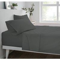 Smart Living Polycotton Bed Linen Luxury Fitted Bedsheet or Pillowcase Non Iron in Charcoal | Size: Double Fitted