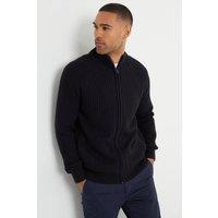 Threadbare Men 'Westleigh' Zip Up Cardigan with Microfleece Lining in Navy | Size: Small