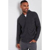 Threadbare Men 'Westleigh' Zip Up Cardigan with Microfleece Lining in Charcoal | Size: X-Large