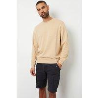 Threadbare Men 'Bubba' Crew Neck Sweatshirt with Pocket in Stone | Size: X-Large