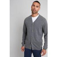 Threadbare Men 'Overton' Cotton Blend Knitted Cardigan in Charcoal | Size: Medium