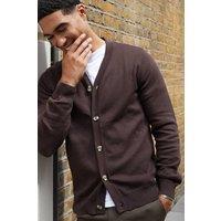 Threadbare Men 'Overton' Cotton Blend Knitted Cardigan in Brown | Size: Medium
