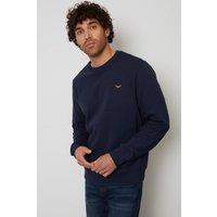 Threadbare Men Cotton Blend 'Satsuma' Crew Neck Sweatshirt in Navy | Size: Small