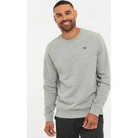 Threadbare Men Cotton Blend 'Satsuma' Crew Neck Sweatshirt in Light Grey | Size: Medium