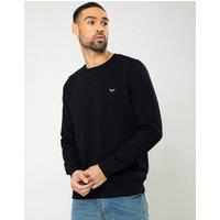 Threadbare Men Cotton Blend 'Satsuma' Crew Neck Sweatshirt in Black | Size: Medium