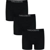 Threadbare Men 3-Pack 'Arnold' Hipster Fit Boxer Shorts in Black | Size: Small