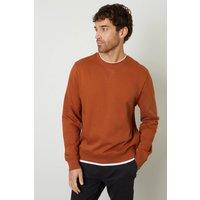 Threadbare Men Mock T-Shirt Crew Neck Sweatshirt in Tangerine | Size: large