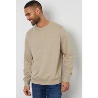 Threadbare Men Cotton Blend 'Satsuma' Crew Neck Sweatshirt in Stone | Size: X-Large