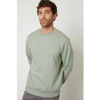 Threadbare Men Cotton Blend 'Satsuma' Crew Neck Sweatshirt in Pale Green | Size: 2X-large
