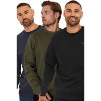 Threadbare Men 3 Pack Crew Neck Sweatshirts in Black | Size: Medium