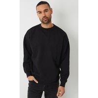 Threadbare Men Relaxed Fit Crew Neck Sweatshirt in Black | Size: Medium