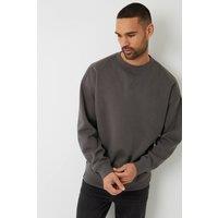 Threadbare Men Relaxed Fit Crew Neck Sweatshirt in Dark Grey | Size: 2X-large