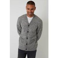 Threadbare Men Cotton Blend Knitted Button Up Cardigan in Grey | Size: X-Large
