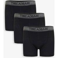 Threadbare Men 3-Pack Hipster Fit Boxer Shorts in Black | Size: 2X-large