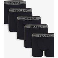 Threadbare Men 5-Pack Hipster Fit Boxer Shorts in Black | Size: large