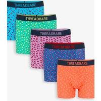 Threadbare Men 5-Pack Fruit Print Hipster Fit Boxer Shorts | Size: large