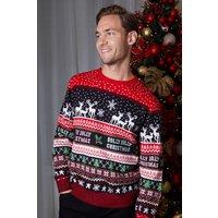 Threadbare Men Christmas Fairisle Knitted Jumper in Black | Size: Small