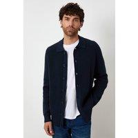 Threadbare Men Knitted Collared Cardigan Jacket in Navy | Size: Medium
